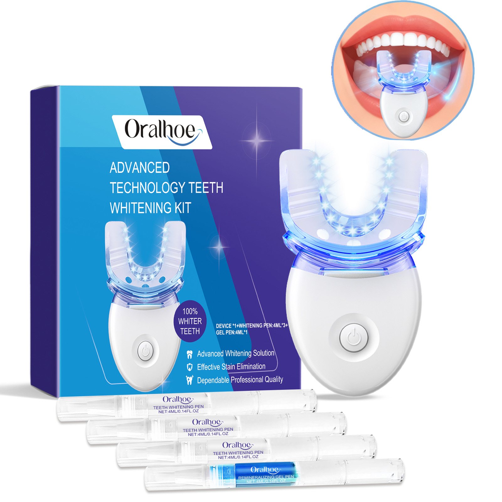 Teeth Whitening Gel Peroxide - Profesyonel Diş Beyazlatma LED Işık Kiti,